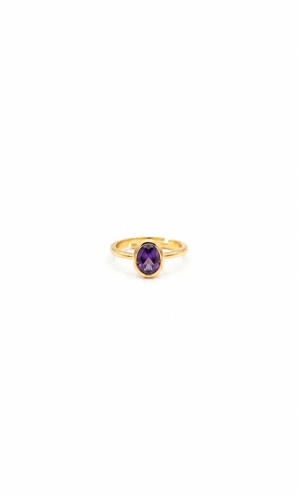Oval Amethyst Bezel Solitaire Ring